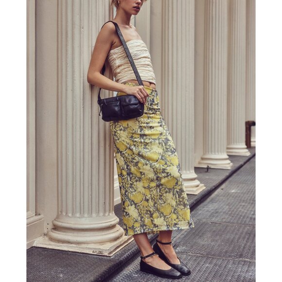 Free People Yellow and Gray Midi Skirt - Picture 2 of 11